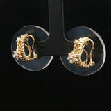 18k Yellow Gold and 0.30cttw Diamond Dangle Floral Huggie Earrings