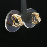 18k Yellow Gold and 0.30cttw Diamond Dangle Floral Huggie Earrings