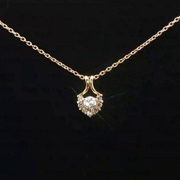 18k Yellow Gold and 0.61cttw Diamond Heart Pendant Necklace 20