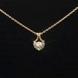 18k Yellow Gold and 0.61cttw Diamond Heart Pendant Necklace 20"