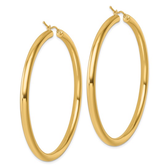 Brand New 14k Yellow Gold 4mm Polished Hoop Earrings