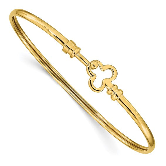 Brand New 14k Yellow Gold Polished Clover Flexible Bracelet 7.25"