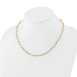 Brand New 14k Yellow Gold Polished and Textured Paperclip Link Necklace 18"