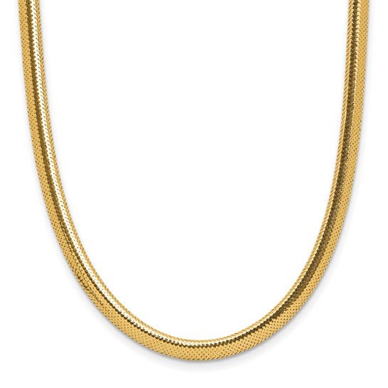 Brand New 14k Yellow Gold 3mm Polished Mesh Necklace 18" Italy