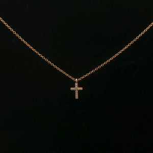 Tiffany & Co. 18k Yellow Gold and Diamond Mini Metro Cross Pendant Necklace 16"