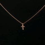 Tiffany & Co. 18k Yellow Gold and Diamond Mini Metro Cross Pendant Necklace 16"