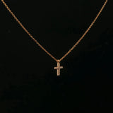 Tiffany & Co. 18k Yellow Gold and Diamond Mini Metro Cross Pendant Necklace 16"