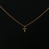 Tiffany & Co. 18k Yellow Gold and Diamond Mini Metro Cross Pendant Necklace 16"