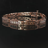 14k Rose Gold and 5cttw Champagne and White Diamond Bar Link Bracelet 6.5"