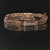 14k Rose Gold and 5cttw Champagne and White Diamond Bar Link Bracelet 6.5"