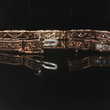 14k Rose Gold and 5cttw Champagne and White Diamond Bar Link Bracelet 6.5"