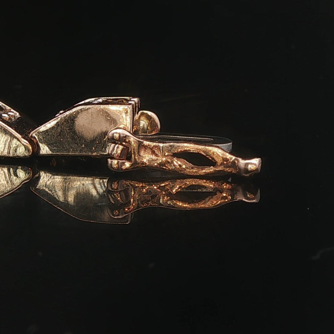 14k Rose Gold and 5cttw Champagne and White Diamond Bar Link Bracelet 6.5"