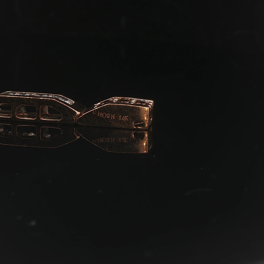 14k Rose Gold and 5cttw Champagne and White Diamond Bar Link Bracelet 6.5"