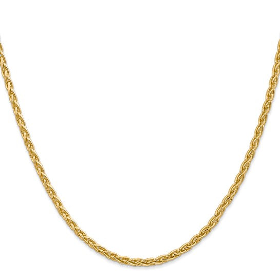 Brand New 14k Yellow Gold 3mm Wheat Link Chain Necklace (Choose Length)