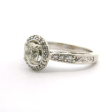 14k White Gold Vintage 0.71ct Round Cut Halo Diamond Engagement Ring Size 5