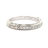 14k White Gold Vintage Natural Diamond Wedding Band Ring Size 6