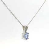 14k White Gold Tanzanite and Diamond Pendant Necklace 16"