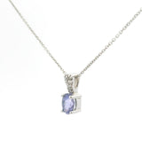 14k White Gold Tanzanite and Diamond Pendant Necklace 16"