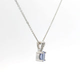 14k White Gold Tanzanite and Diamond Pendant Necklace 16"