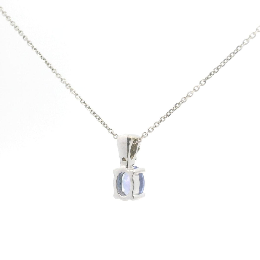 14k White Gold Tanzanite and Diamond Pendant Necklace 16"