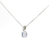 14k White Gold Tanzanite and Diamond Pendant Necklace 16"