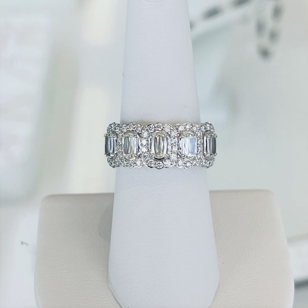 Brand New L'Amour by Christopher 18k White Gold and Diamond Band Ring Size 6.5