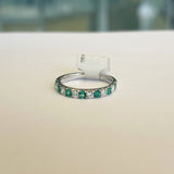 Brand New 14k White Gold Emerald and Diamond Band Ring Size 7