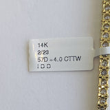 Brand New 14k Yellow Gold and 4cttw Diamond Tennis Bracelet 7"