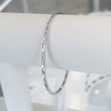 Brand New 14k White Gold and Diamond Bangle Bracelet 7"