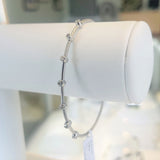 Brand New 14k White Gold and Bezel Set Diamond Bangle Bracelet 7"