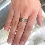 Brand New 14k Tri Tone Yellow White Rose Gold and Diamond Multi Band Ring Size 7