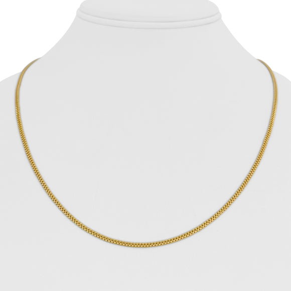 22k Yellow Gold 8.8g Thin Ladies 2mm Beaded Box Link Chain Necklace 20