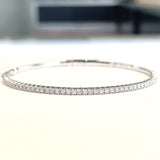 Brand New 14k White Gold and 1.40cttw Diamond Bangle Bracelet 7"