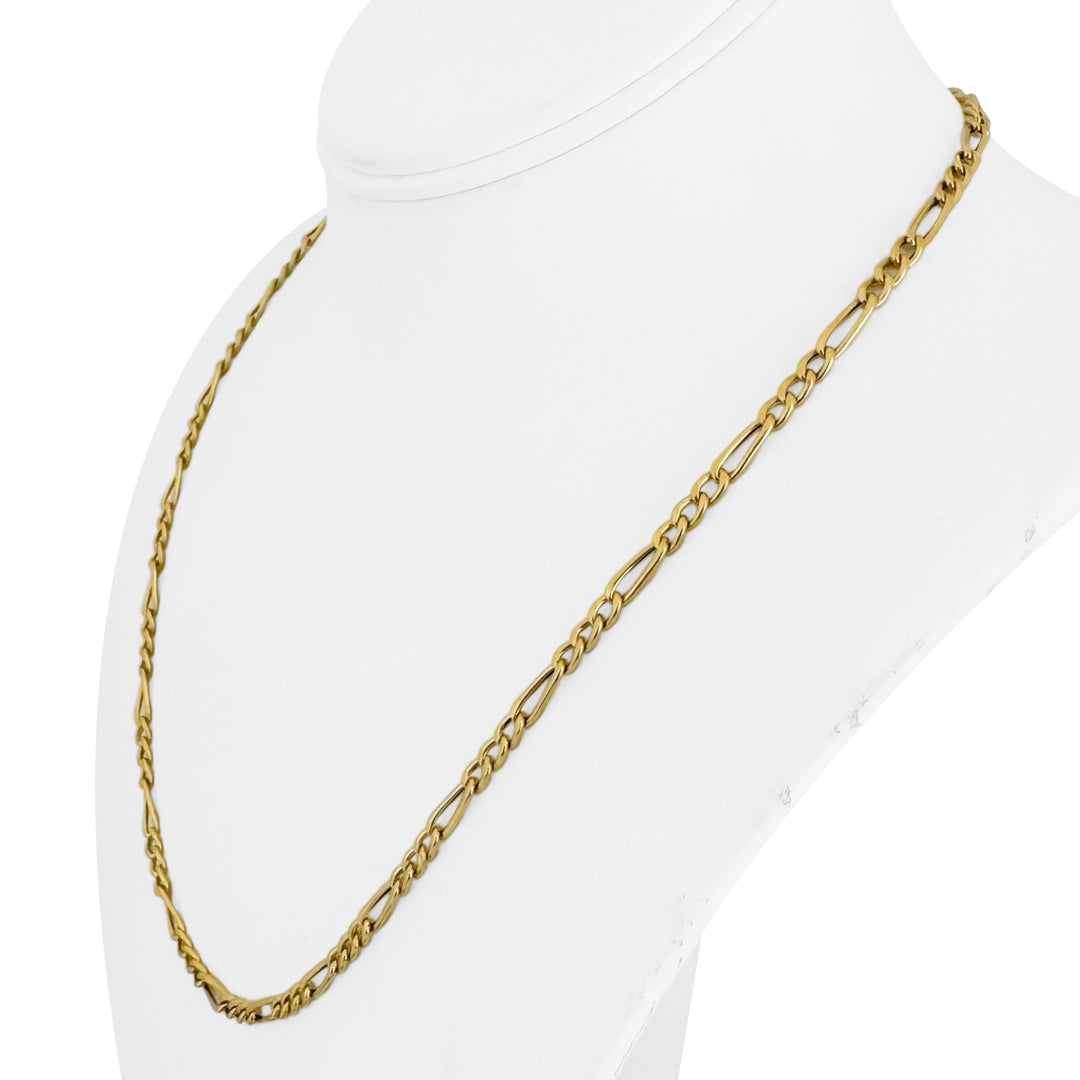 18k Yellow Gold 6g Hollow Light 3.5mm Figaro Link Chain Necklace 20"