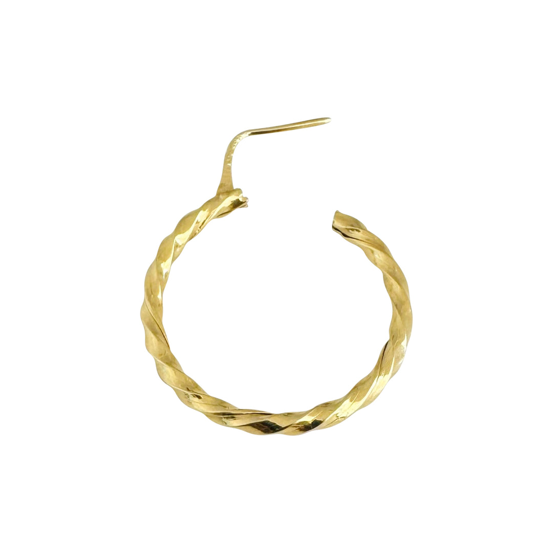 18k Yellow Gold 4.3g Ladies Twisted Hoop Earrings Italy 1.2"