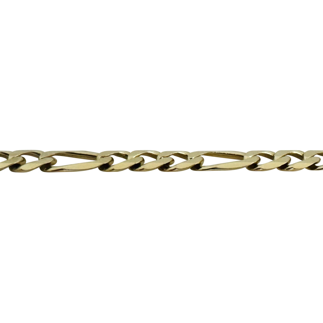 14k Yellow Gold 16g Semi Solid 6.5mm Men's Figaro Link Bracelet Italy 9"