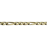 14k Yellow Gold 16g Semi Solid 6.5mm Men's Figaro Link Bracelet Italy 9"