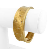 14k Yellow Gold and Diamond 46g Heavy Florentine Vintage Bangle Bracelet 6.75"