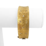 14k Yellow Gold and Diamond 46g Heavy Florentine Vintage Bangle Bracelet 6.75"