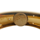 14k Yellow Gold and Diamond 46g Heavy Florentine Vintage Bangle Bracelet 6.75"