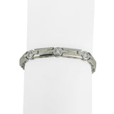 14k White Gold and 1.2ct Bezel Set Diamond 21.4g Bar Link Bracelet 7.5"