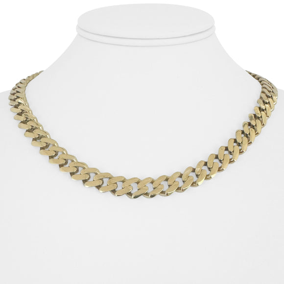 14k Yellow Gold 29.5g Hollow 9mm CZ Clasp Cuban Link Chain Necklace 18