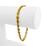 24k Yellow Gold 5.8g Ladies Diamond Cut Heart Link Bracelet 7"