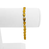 24k Yellow Gold 5.8g Ladies Diamond Cut Heart Link Bracelet 7"