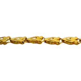 24k Yellow Gold 5.8g Ladies Diamond Cut Heart Link Bracelet 7"