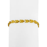 24k Yellow Gold 5.8g Ladies Diamond Cut Heart Link Bracelet 7"