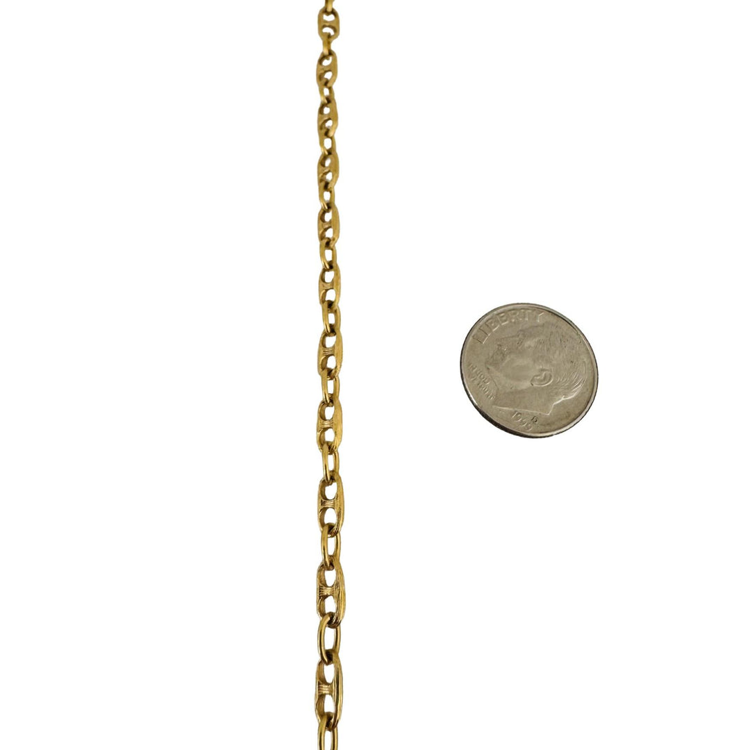 18k Yellow Gold 17.4g Vintage Textured Mariner Link Chain Necklace Italy 24"