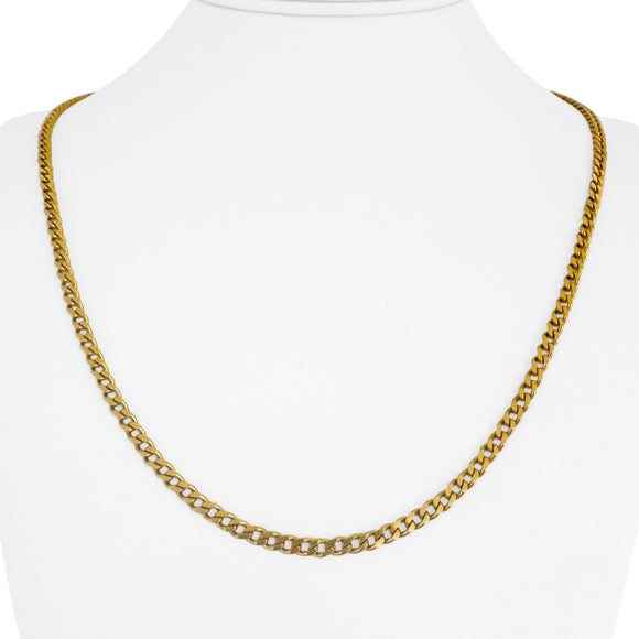 21k Yellow Gold 21.7g Solid 3.5mm Curb Link Chain Necklace 21