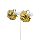 18k Yellow Gold 22.6g Solid Heavy Ribbed Ball Stud Earrings Italy