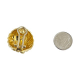 18k Yellow Gold 22.6g Solid Heavy Ribbed Ball Stud Earrings Italy